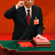 Chinese Premier Li Keqiang swears an oath with his hand on the constitution after being re-elected as premier at the 6th plenary session of the first session of the 13th National People's Congress (NPC) at the Great Hall of the People in Beijing, China, 18 March 2018. Delegates of the NPC vote on 18 March to decide on the appointment of the premier, and vice chairpersons of the Central Military Commission (CMC). The NPC has over 3,000 delegates and is the world's largest parliament or legislative assembly though its function is largely as a formal seal of approval for the policies fixed by the leaders of the Chinese Communist Party. The NPC runs alongside the annual plenary meetings of the Chinese People's Political Consultative Conference (CPPCC), together known as 'Lianghui' or 'Two Meetings'.